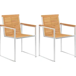 vidaXL Muebles De Jardín-Sillas de jardín con cojines 2 uds madera maciza teca y acero