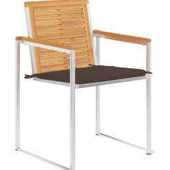 vidaXL Muebles De Jardín-Sillas de jardín con cojines 2 uds madera maciza teca y acero