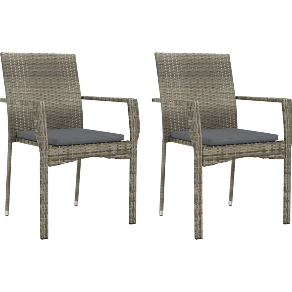 vidaXL Muebles De Jardín-Sillas de jardín con cojines 2 unidades ratán sintético