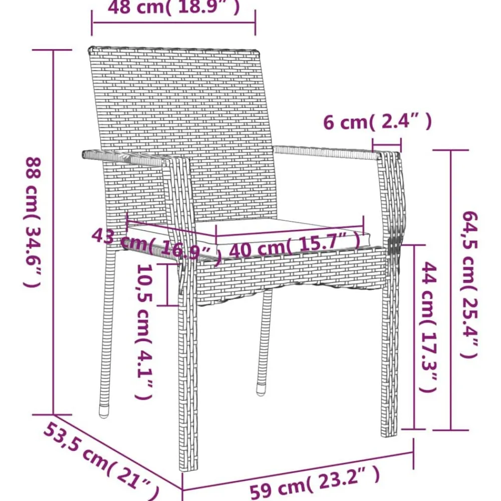 vidaXL Muebles De Jardín-Sillas de jardín con cojines 2 unidades ratán sintético