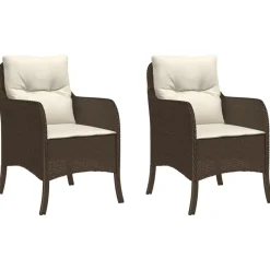 vidaXL Muebles De Jardín-Sillas de jardín con cojines 2 unidades ratán sintético marrón
