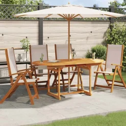 vidaXL Muebles De Jardín-Sillas de jardín plegables 4 uds madera maciza acacia textileno