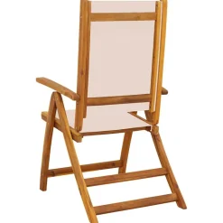 vidaXL Muebles De Jardín-Sillas de jardín plegables 4 uds madera maciza acacia textileno