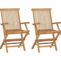 vidaXL Muebles De Jardín-Sillas de jardín plegables 2 unidades madera maciza de teca