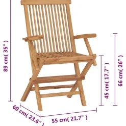 vidaXL Muebles De Jardín-Sillas de jardín plegables 2 unidades madera maciza de teca