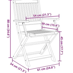 vidaXL Muebles De Jardín-Sillas de jardín plegables 2 uds madera acacia 54x61x88 cm