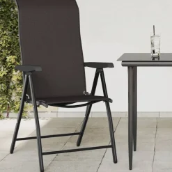 vidaXL Muebles De Jardín-Sillas de jardín plegables 4 uds ratán sintético café