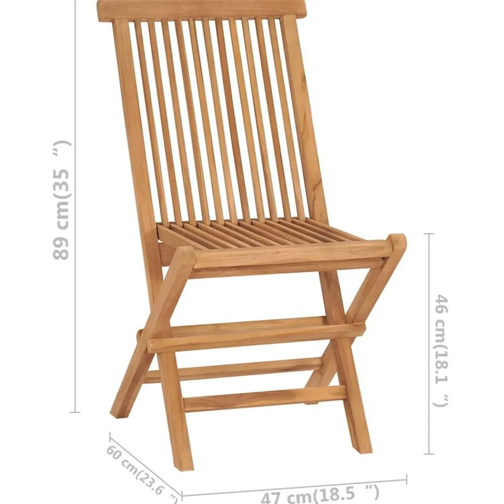 vidaXL Sillas de jardín plegables 2 unidades madera maciza de teca Outlet