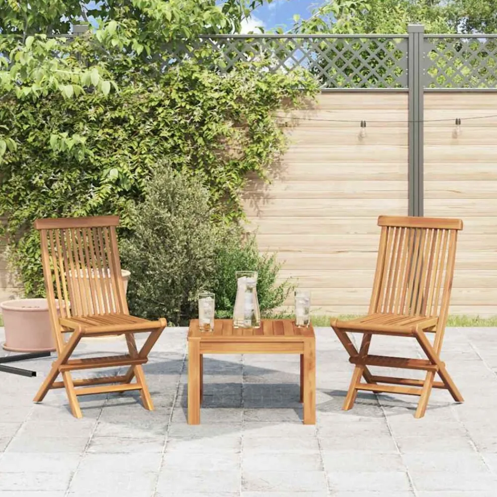 vidaXL Sillas de jardín plegables 2 unidades madera maciza de teca Outlet