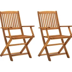 vidaXL Sillas de jardín plegables 2 unidades madera maciza de acacia Marr&oacute;n