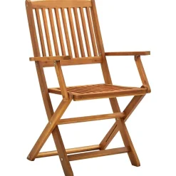 vidaXL Sillas de jardín plegables 2 unidades madera maciza de acacia Marr&oacute;n