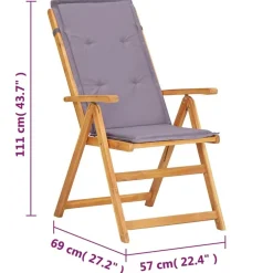 vidaXL Muebles De Jardín-Sillas de jardín reclinables 2 uds madera acacia maciza marrón
