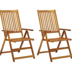 vidaXL Muebles De Jardín-Sillas de jardín reclinables 2 uds madera maciza acacia cojines