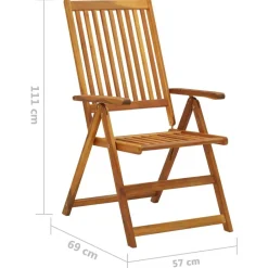 vidaXL Muebles De Jardín-Sillas de jardín reclinables 2 uds madera maciza acacia cojines