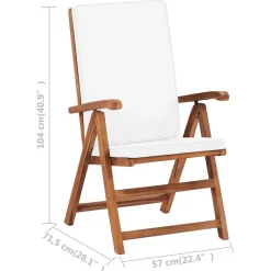 vidaXL Muebles De Jardín-Sillas de jardín reclinables y cojines 2 uds madera maciza teca