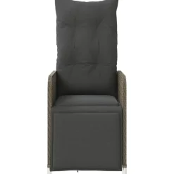 vidaXL Sillas de jardín reclinables con mesa 2 uds ratán PE Gris Outlet