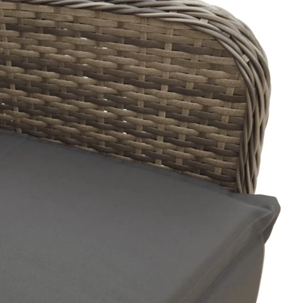 vidaXL Sillas de jardín reclinables con mesa 2 uds ratán PE Gris Outlet