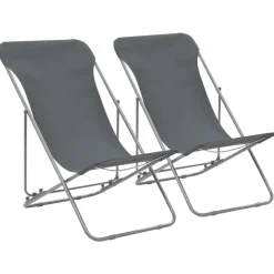 vidaXL Muebles De Jardín-Sillas de playa plegables 2 unidades acero y tela oxford