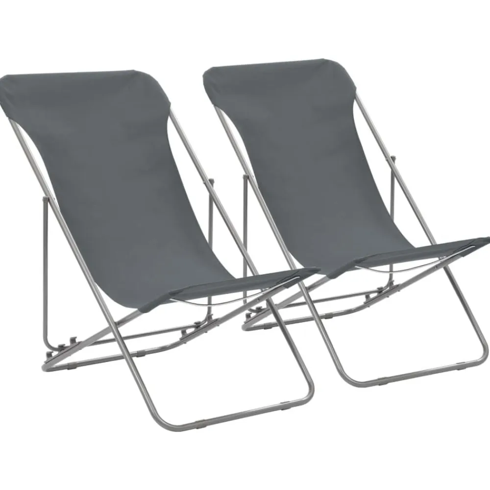 vidaXL Muebles De Jardín-Sillas de playa plegables 2 unidades acero y tela oxford