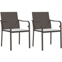 vidaXL Muebles De Jardín-Sillas jardín y cojines 2 uds ratán sintético marrón 56x59x84cm
