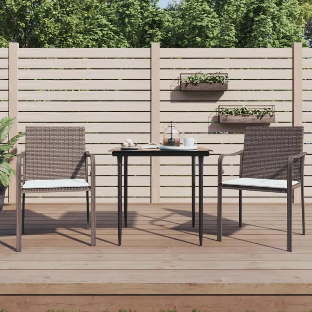 vidaXL Muebles De Jardín-Sillas jardín y cojines 2 uds ratán sintético marrón 56x59x84cm