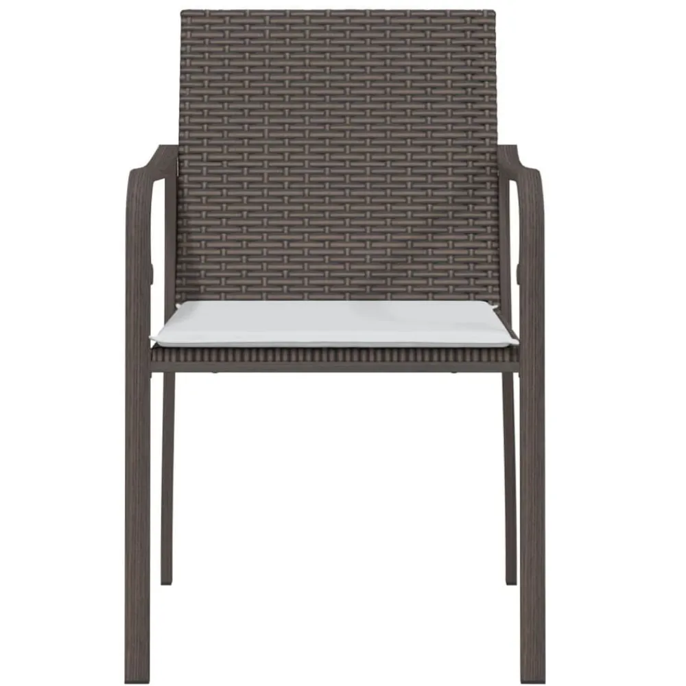 vidaXL Muebles De Jardín-Sillas jardín y cojines 2 uds ratán sintético marrón 56x59x84cm