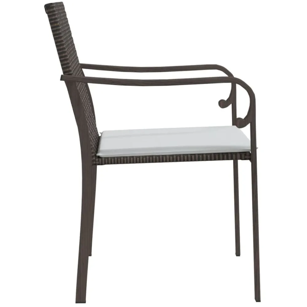 vidaXL Muebles De Jardín-Sillas jardín y cojines 2 uds ratán sintético marrón 56x59x84cm
