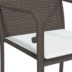 vidaXL Muebles De Jardín-Sillas jardín y cojines 2 uds ratán sintético marrón 56x59x84cm
