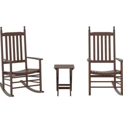 vidaXL Sillas mecedoras 2 uds mesa plegable madera maciza álamo marrón Marr&oacute;n Clearance