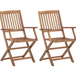 vidaXL Muebles De Jardín-Sillas plegables de jardín 2 unidades madera maciza de acacia