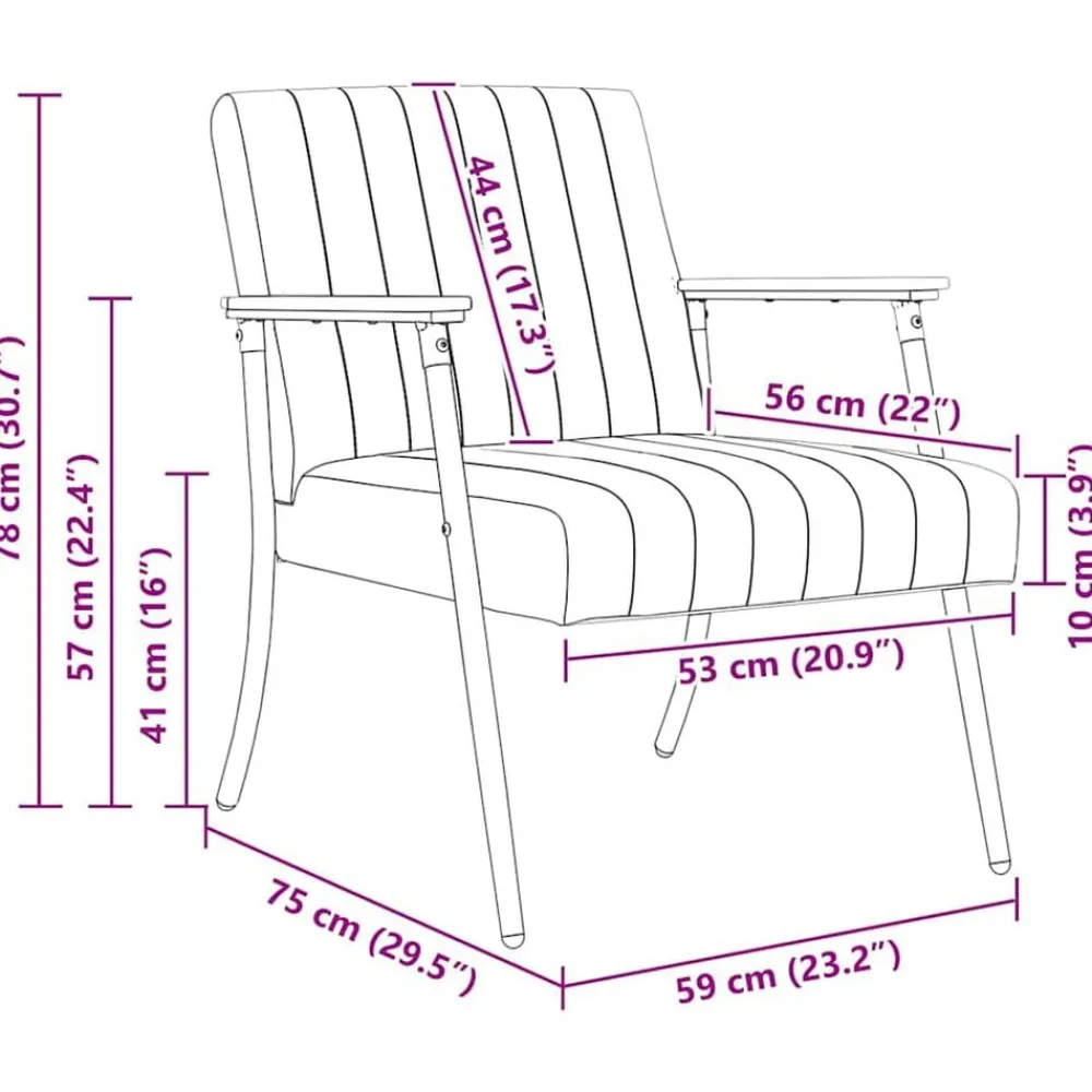 vidaXL Sillas-sillón 59 x 75 x 78 cm Terciopelo