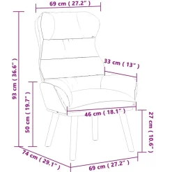 vidaXL sillón 69 x 74 x 93 cm Terciopelo Amarillo Hot