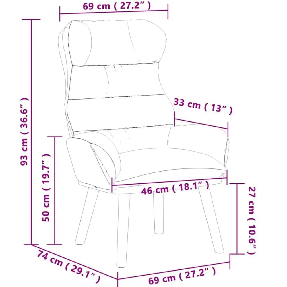 vidaXL Sillas-sillón 69 x 74 x 93 cm Terciopelo