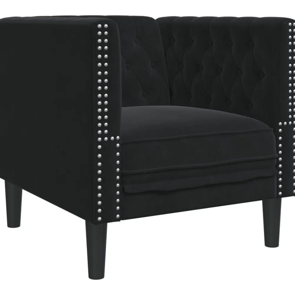 vidaXL Sillón Chesterfield de terciopelo Negro Discount