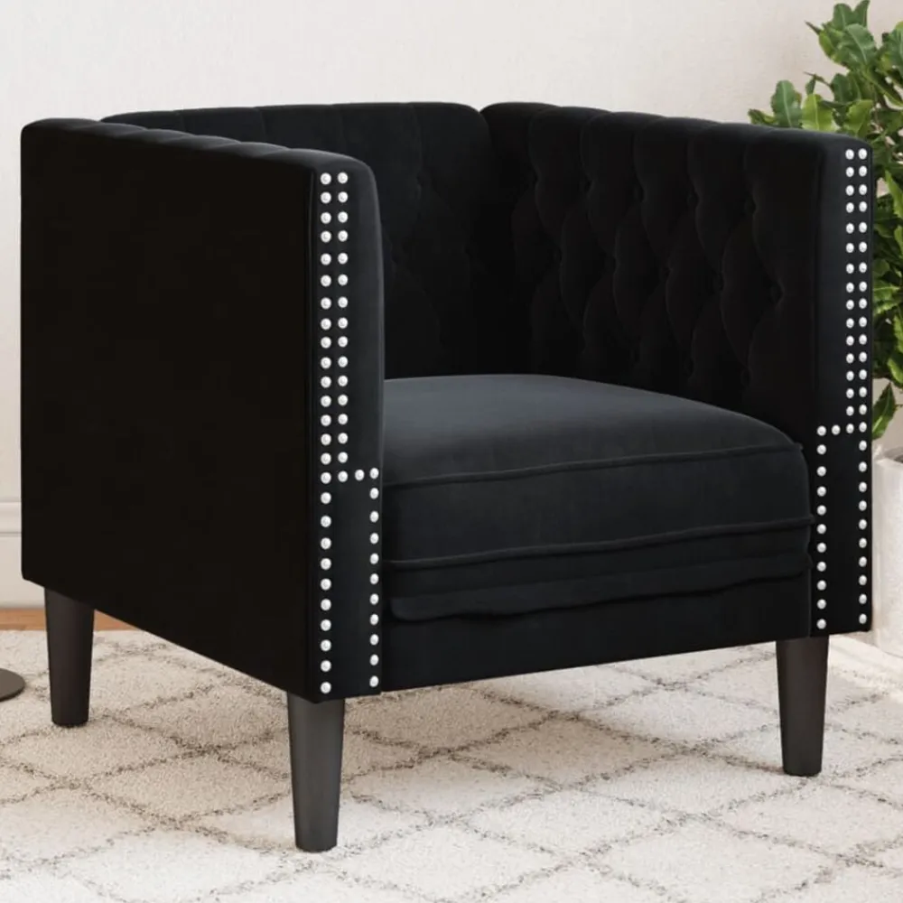 vidaXL Sillón Chesterfield de terciopelo Negro Discount