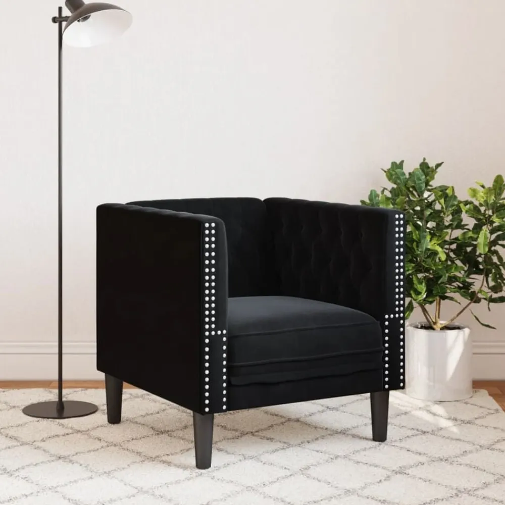 vidaXL Sillón Chesterfield de terciopelo Negro Discount