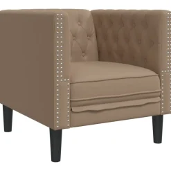 vidaXL Sofás-Sillón Chesterfield de cuero artificial marrón