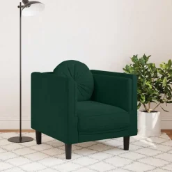 vidaXL Sillón con cojín terciopelo Verde oscuro Clearance