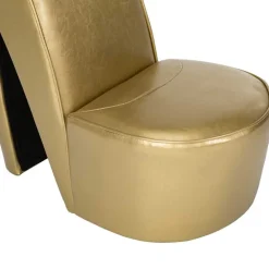 vidaXL Sillón con forma de zapato de tacón cuero sintético Dorado Online