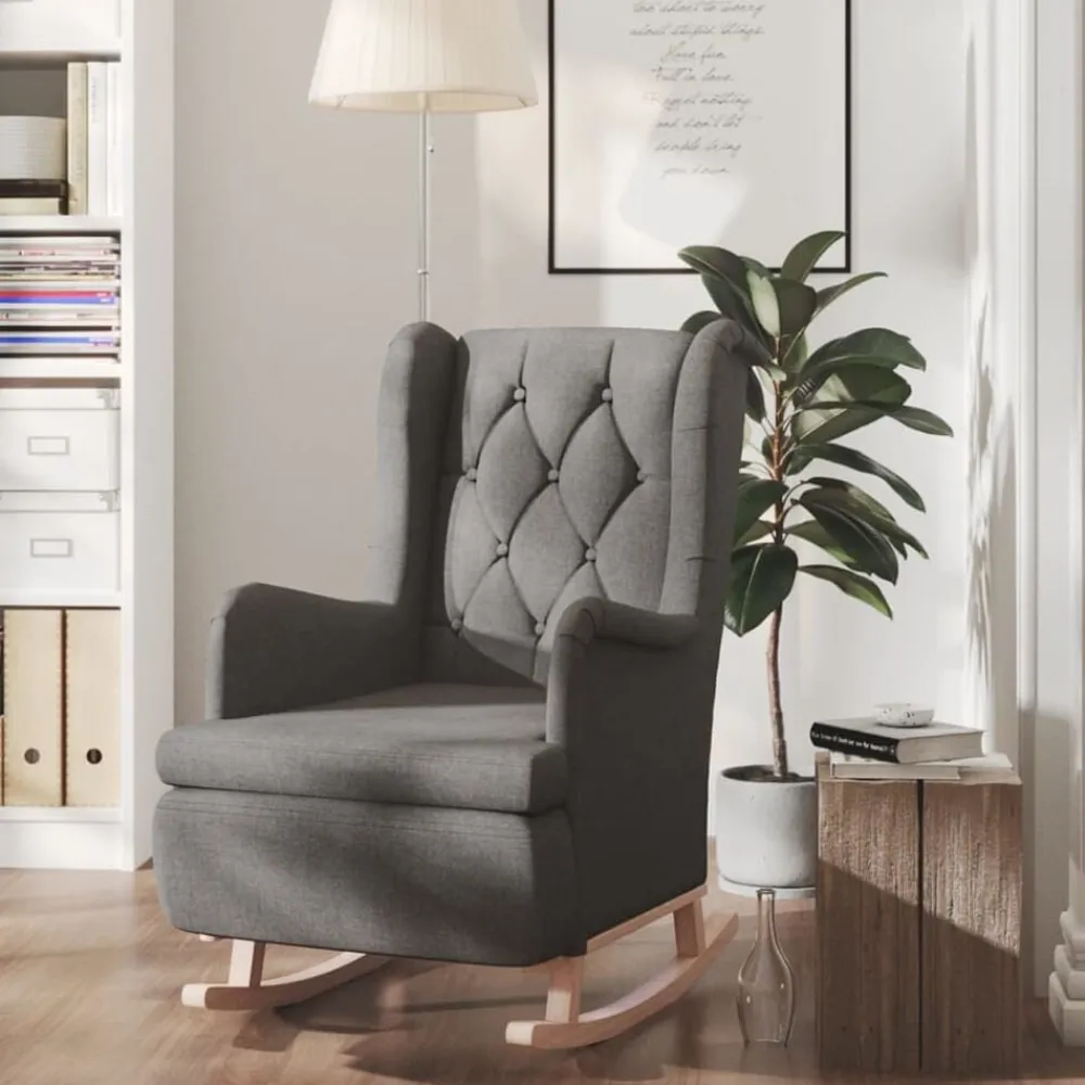 vidaXL Sillas-Sillón con patas mecedoras madera caucho terciopelo
