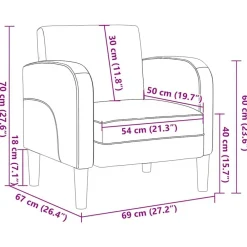 vidaXL Sillas-Sillón con reposabrazos 54 cm cuero sintética