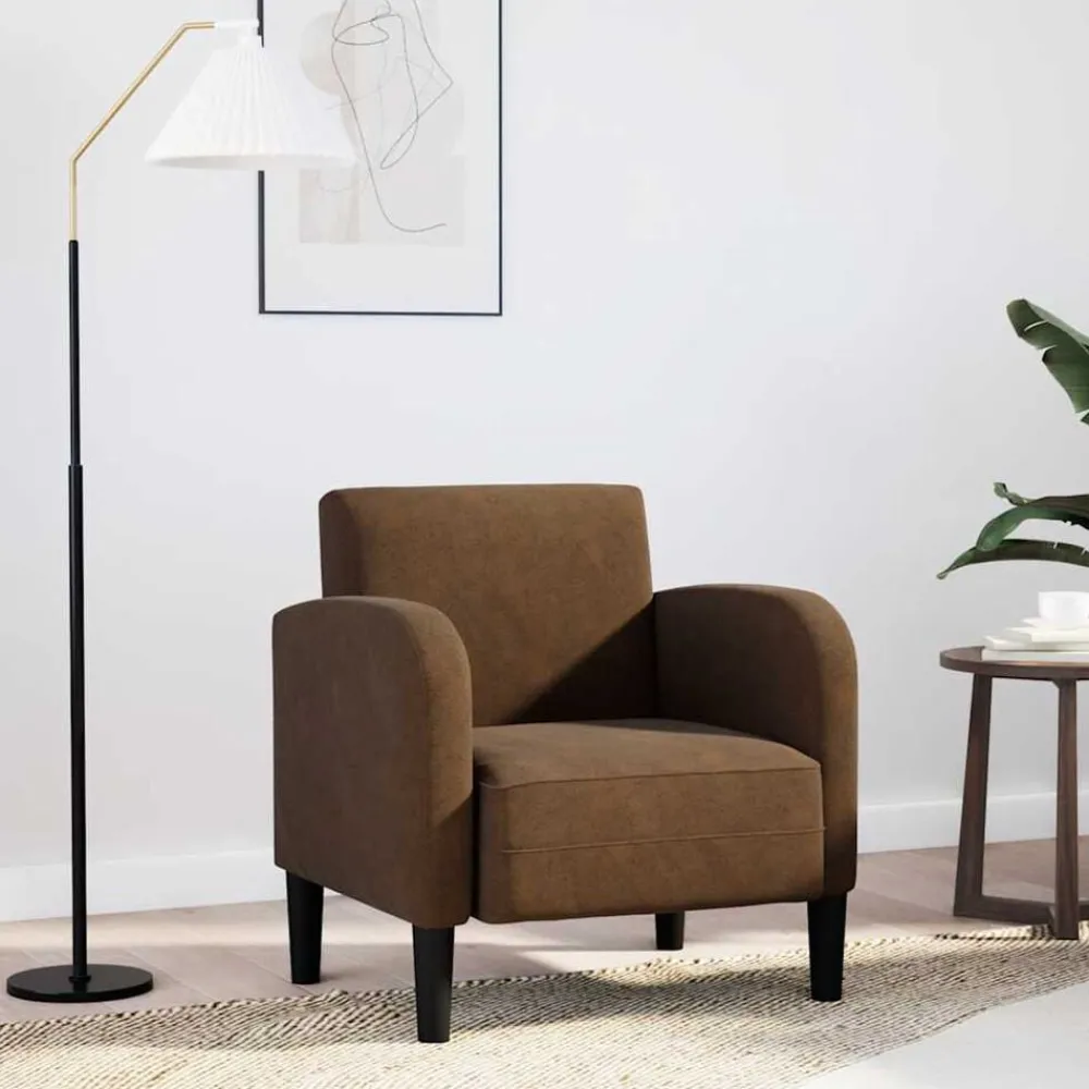 vidaXL Sillón con reposabrazos marrón 54 cm cuero sintética Marrón Sale