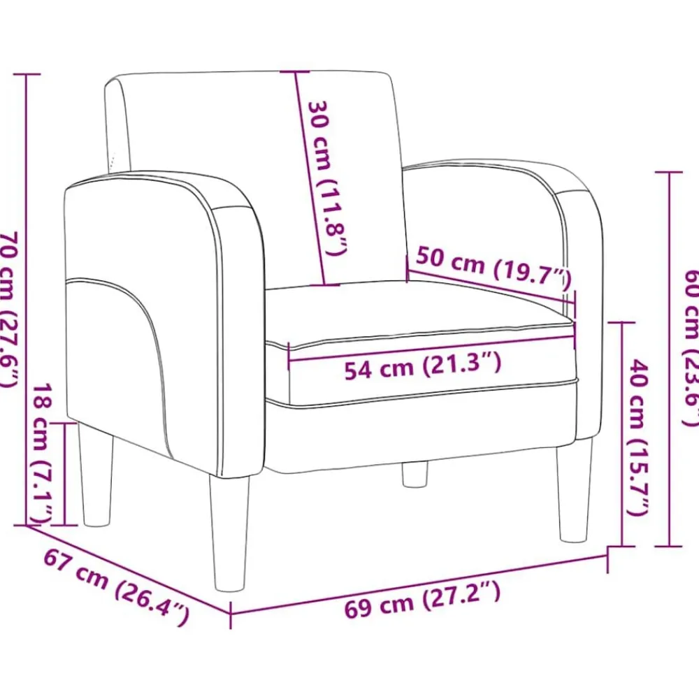 vidaXL Sillón con reposabrazos marrón 54 cm cuero sintética Marrón Sale