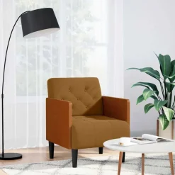 vidaXL Sillón con reposabrazos de terciopelo marrón 55 cm Marr&oacute;n