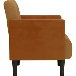 vidaXL Sillón con reposabrazos de terciopelo marrón 55 cm Marr&oacute;n