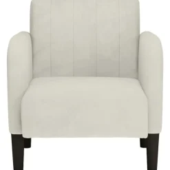 vidaXL Sillón con reposabrazos en terciopelo color 54 cm Crema Discount