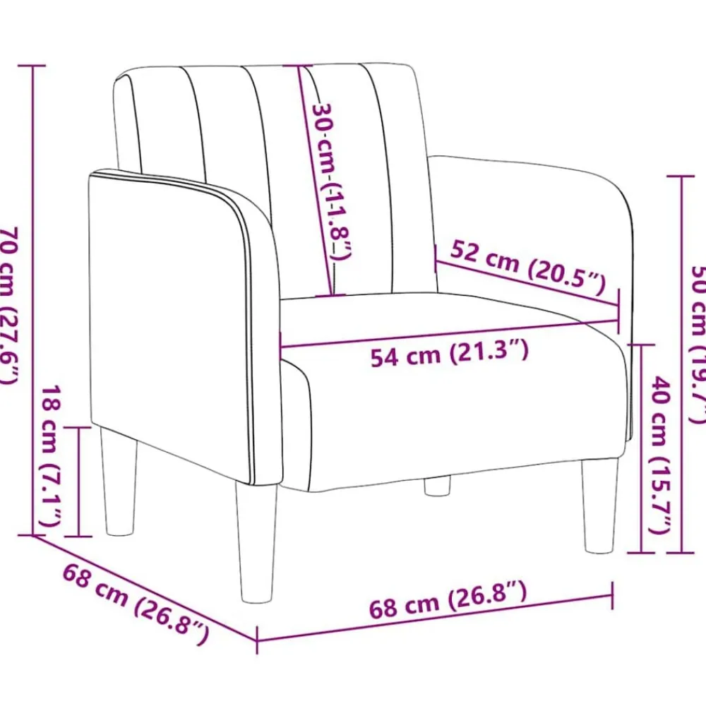 vidaXL Sillón con reposabrazos en terciopelo color 54 cm Crema Discount