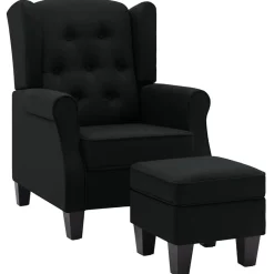 vidaXL Sillas-Sillón con reposapiés de tela