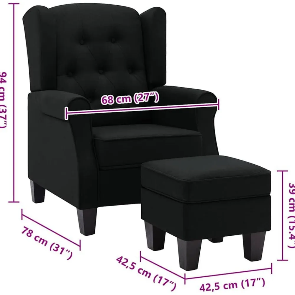 vidaXL Sillas-Sillón con reposapiés de tela