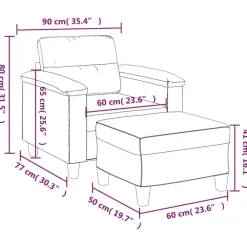 vidaXL Sillón con taburete cuero sintético color 60 cm Capuchino Discount